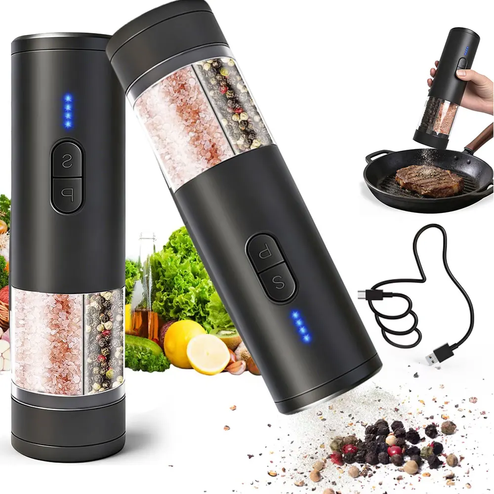 Kitchen Gadgets Electronic - 1/2pcs Gravity Electric Salt and Pepper