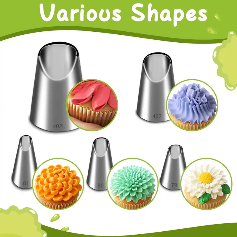 Kitchen Gadgets And Accessories - 5PCS Stainless Steel Piping Nozzles Set,Chrysanthemum