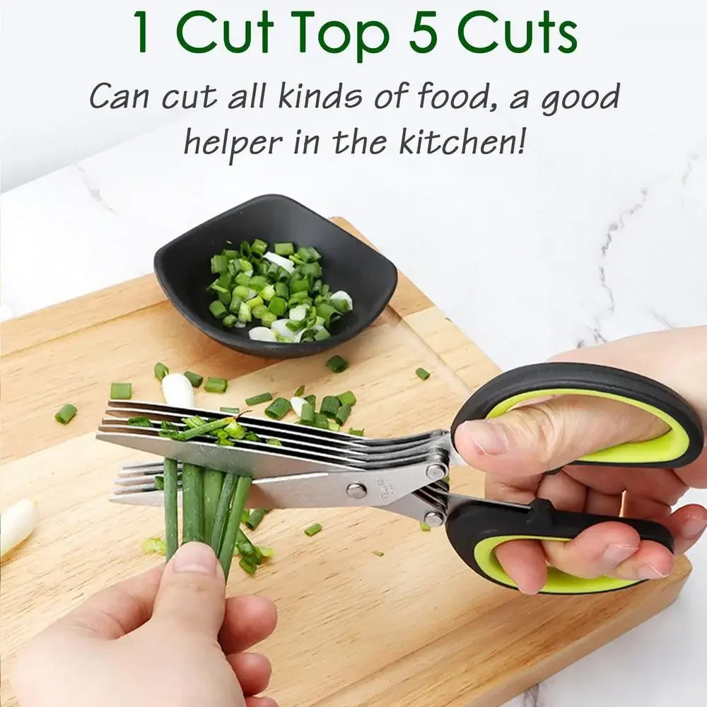 Herb Scissors 5 Blade - Multilayer Scissors Kitchen Scissors 5 Blades