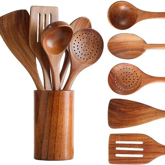 Kitchen Gadgets Under 100 - 6PCS Wood Kitchenware Cooking Household Spatula
