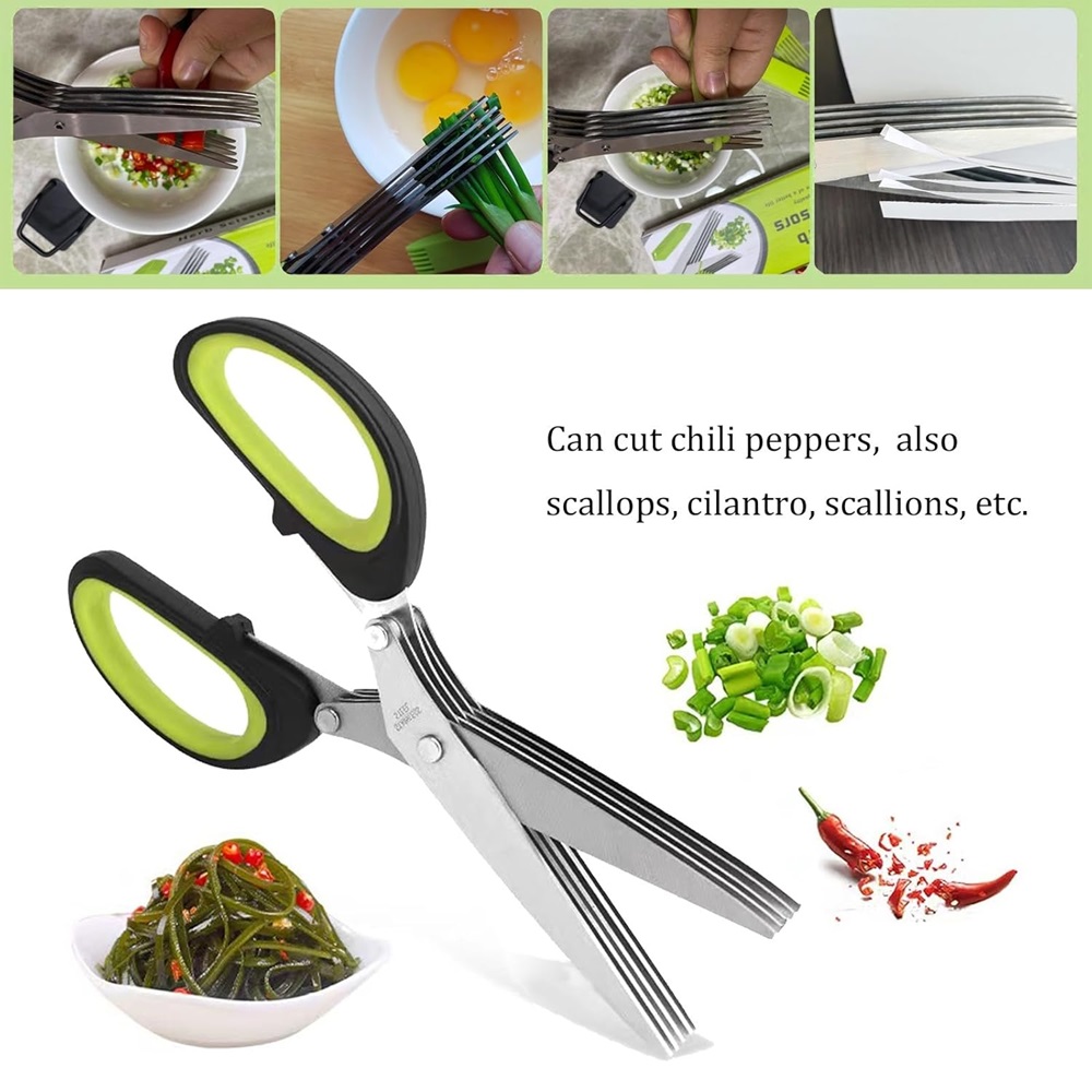 Multilayer Scissors Kitchen Sc - đánh giá và giá Herb Scissors 5 Blade