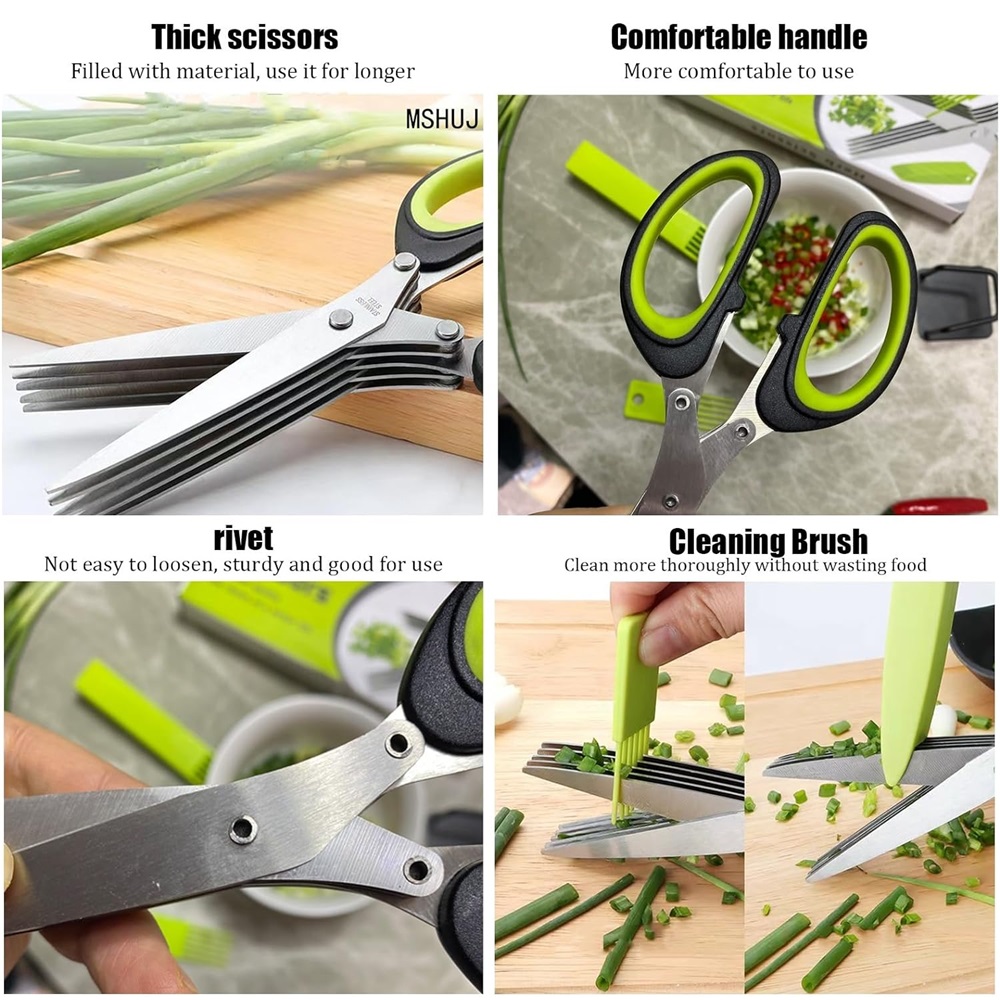 Multilayer Scissors Kitchen Sc - đánh giá và giá Herb Scissors 5 Blade