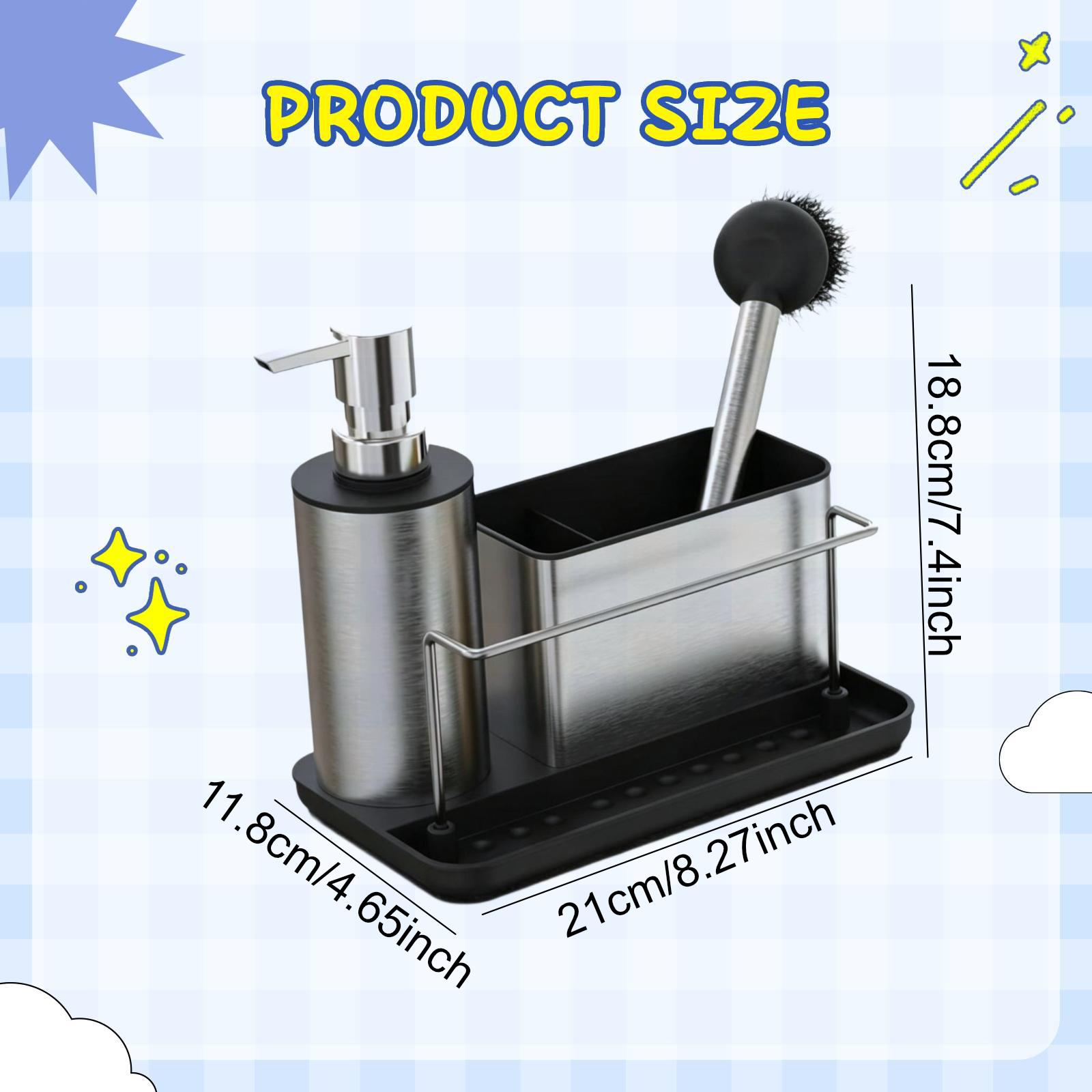 Kitchen Soap Dispenser Set Bru - đánh giá và giá Kitchen Gadgets Dispenser Brush Holder